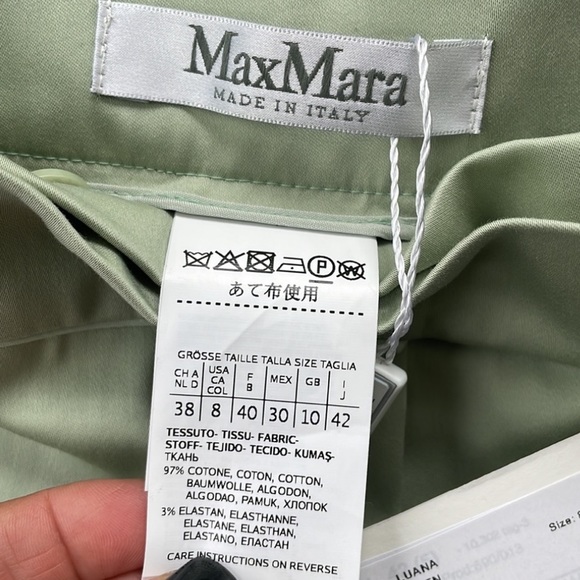 NWT $595 Max Mara Luana pants in size 8 color is called pastel green super light - Picture 4 of 13
